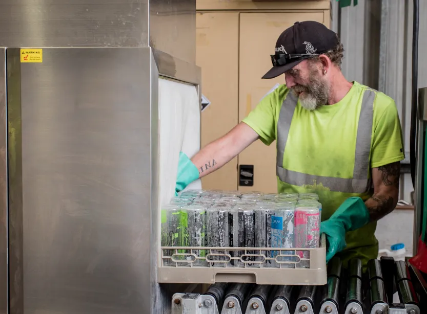 Worker at a recycling plant