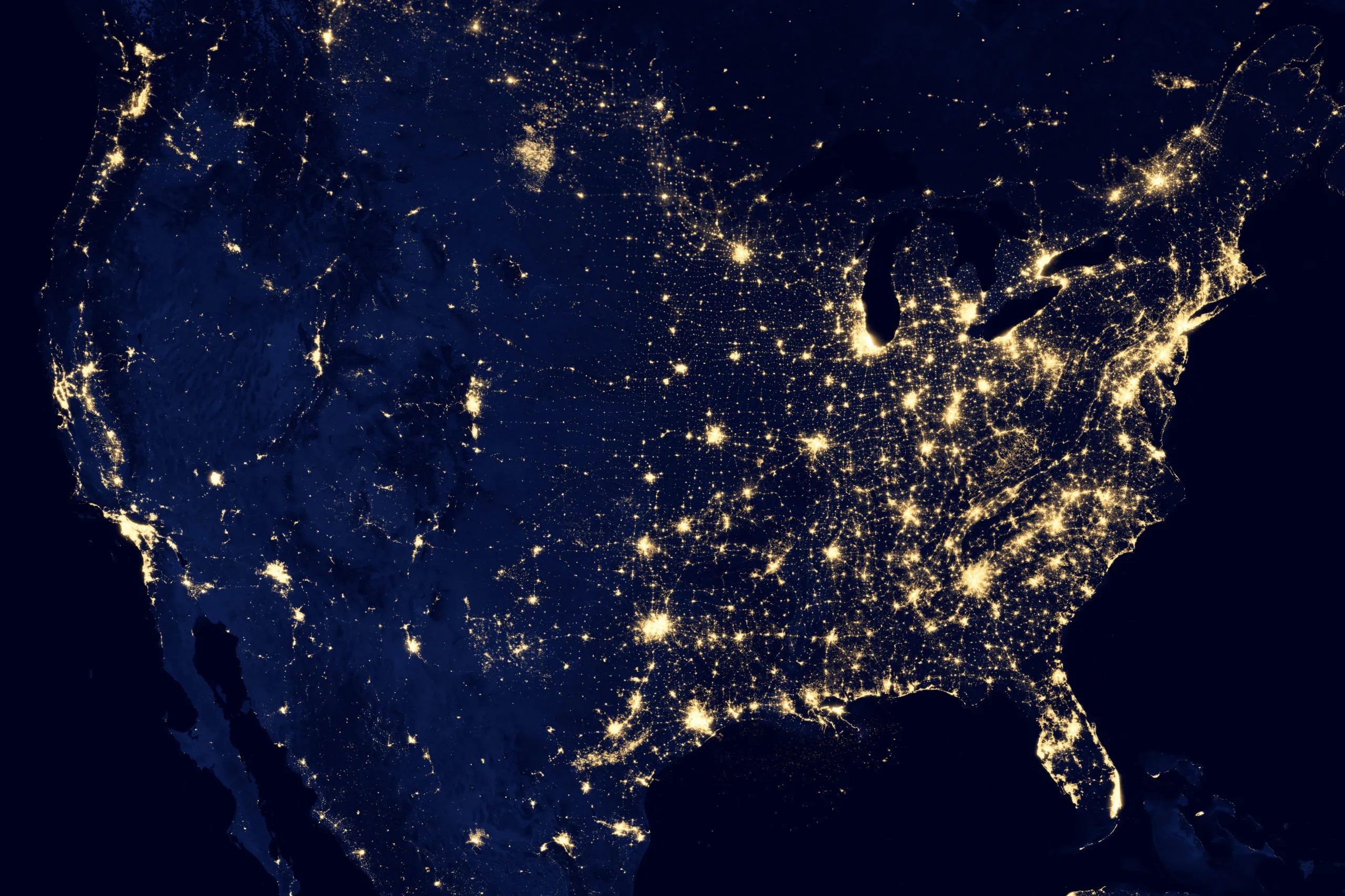 America at night photo from space